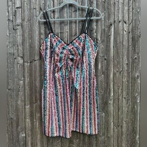 Lovers + Friends Sequin Double Spaghetti Strap Mini Dress Multicolor Size Large